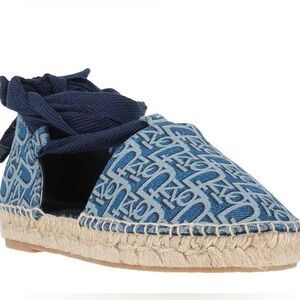 PINKO Denim Daphne Rafia Espadrilles - Brand New